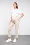 Maternity Flexible Waistband Adjustable Mom Fit Classic Gabardine Trousers Beige - 4