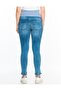 Pregnant Stretchy Abdominal Banded Waist Adjustable Skinny Jeans Blue