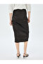 Satin Skirt Midi Length Double Breasted Slit Detailed Bow Tie Slim Fit - 4