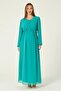 Maternity Lace-Up Chiffon Maxi Length Hijab Dress Green - 2