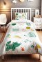 Green Tone Animals Patterned Single Baby Kids Bedding Set