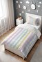 Striped Colorful Hearts Patterned Single Baby Kids Bedding Set - 3