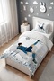 Navy Blue Uniform Football Patterned Single Baby Kids Bedding Set - 3