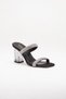 Transparent Heeled Row Stoned Black Women's Evening Dress Slippers Shoes - 5