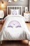 Purple Floral Rainbow Patterned Single Baby Kids Duvet Cover Set
