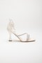 Cross Stoned Satin Hard Hat Mother of Pearl Women's Evening Dress Heeled Shoes - 4