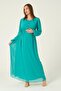 Maternity Lace-Up Chiffon Maxi Length Hijab Dress Green - 4