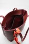 Women's Burgundy Large Size Faux Leather Shoulder Bag with Scarf Detail - 7