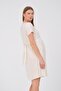 Maternity Linen Short Sleeve Dress with Ruffles on the Front Ecru - 5