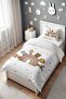Brown Rainbow Safari Patterned Single Baby Kids Duvet Cover Set - 3