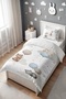 Creamy Blue Balloons Animals Patterned Single Baby Kids Bedding Set - 3