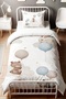 Creamy Blue Balloons Animals Patterned Single Baby Kids Bedding Set - 2
