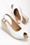 Wedge Sole Toe and Back Open Orthopedic Artificial Leather White Women's Wedge Heel Shoes