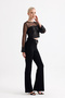 Sleeveless and Front-Back Bottom Sequined Sleeves and Front-Back Top Tulle Long-Sleeved Evening Dress Blouse |   Blz35741 Black - 2