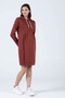 Maternity Steel Knitted Breastfeeding Detailed Hooded Dress Brown - 3