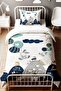 Navy Blue Vehicles in the Mountains Patterned Single Baby Kids Bedding Set - 2