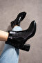 Black Crocodile Zipper Detailed Comfortable Women's Heeled Boots - 3