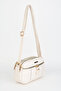 Women's Squirrel Cream 4 Compartment Faux Leather Medium Size Zipper Closure Handbag and Shoulder Bag