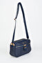 Women's Squirrel Navy Blue 4 Compartment Faux Leather Medium Size Zipper Closure Handbag and Shoulder Bag