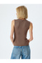 Round Neck Viscose Fabric Basic Corded Tank Top - 4