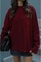 Burgundy Interlock Fabric Long Sleeve Blouse - 5