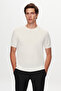 Slim Fit Ecru Plain Knit Summer Rayon Knitwear T-Shirt - 3