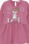 Girl's Long Sleeve Dress Glittery Printed Girl with Glasses 1-4 Years, Dusty Rose - 3