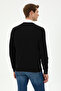 Men's Slim Fit V-Neck Black Basic Sweater 50288885-Vr046 - 5