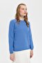 Women's Crew Neck Classic Wool Sweater O.Blue - 3
