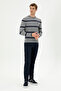 Men's Slim Fit Navy Blue Canvas Trousers 50291156-Vr033