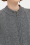 Women's Stand Collar Seamless Front Hair Braided Wool Cardigan Smoked - 5