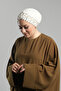 Cream Practical Ready-To-Wear Hijab Bonnet Sandy Fabric Stoned 1456_40 - 2
