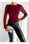 Women's Burgundy Long Tulle Sleeve Sandy Blouse Hzl25W-Fry 122521