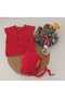 Red Newborn Gift Baby Hand Knitted Cotton Vest Lora Hat Double Set 0-12 Months