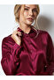 Women's Stylish and Comfortable Fit Burgundy Satin Shirt Long Sleeve - 2
