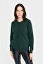 Women's Crew Neck Knitwear Wool Cardigan Green