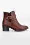 Women's Heeled Boots Daily Tan Color Gathered Thick Heeled - 3