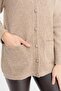 Women's V-Neck Seamless Wool Cardigan with Diamond Buttons on the Front, Dark Beige - 4