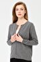 Women's Crew Neck Knitwear Wool Cardigan Smoked - 7