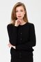 Women's Crew Neck Knitwear Wool Cardigan Black - 3