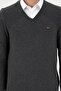 Men's Slim Fit V-Neck Anthracite Melange Sweater 50297063-Vr081 - 6