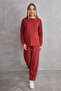 Pregnant and Maternity Crew Neck Waffle Fabric Top and Bottom Tracksuit Set - 3
