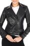 Genuine Leather Black Women's Biker Coat - 3