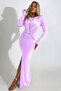 Women's Long Sleeve Slit Long Dress - 2