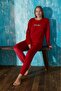 Women's 13164-2 Velvet Pajama Set with Writing on the Front - 3