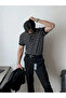 Men's Matte Black Short Sleeve Ribbed Acrylic-Cotton Blend Knitwear T-Shirt - 4