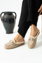 Women's Flats with Buckle Detail and Fur Inside Stylish Comfortable Orthopedic Daily Slippers - 2