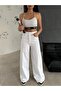 Zeo Basic Denim Baggy Trousers White Denim Fabric - 7