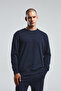 Men's Crew Neck Pigment Printed Winter Regular Fit Navy Blue Sweatshirt Bmk0001-S-V03 - 4