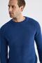 Crew Neck Thessaloniki Knit Cotton Men's Indigo Knitwear Sweater - 3